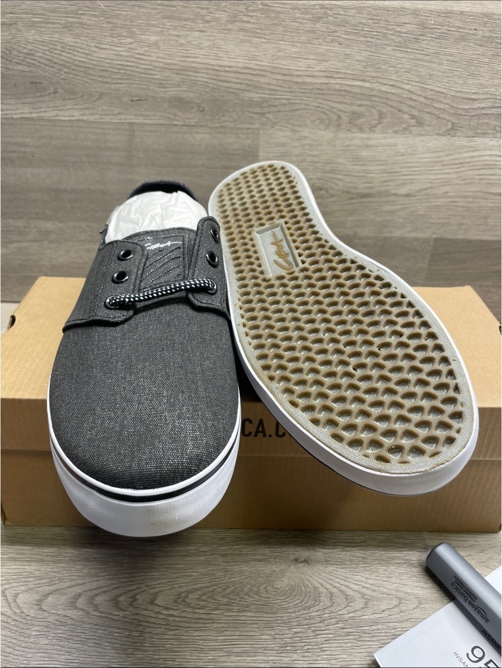 Men's Low-Top Canvas Sneakers in Charcoal Gray with White Sole #946